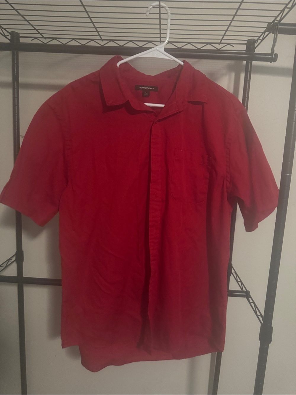 Port Authority Bold Red Short Sleeve Button-Down Shirt